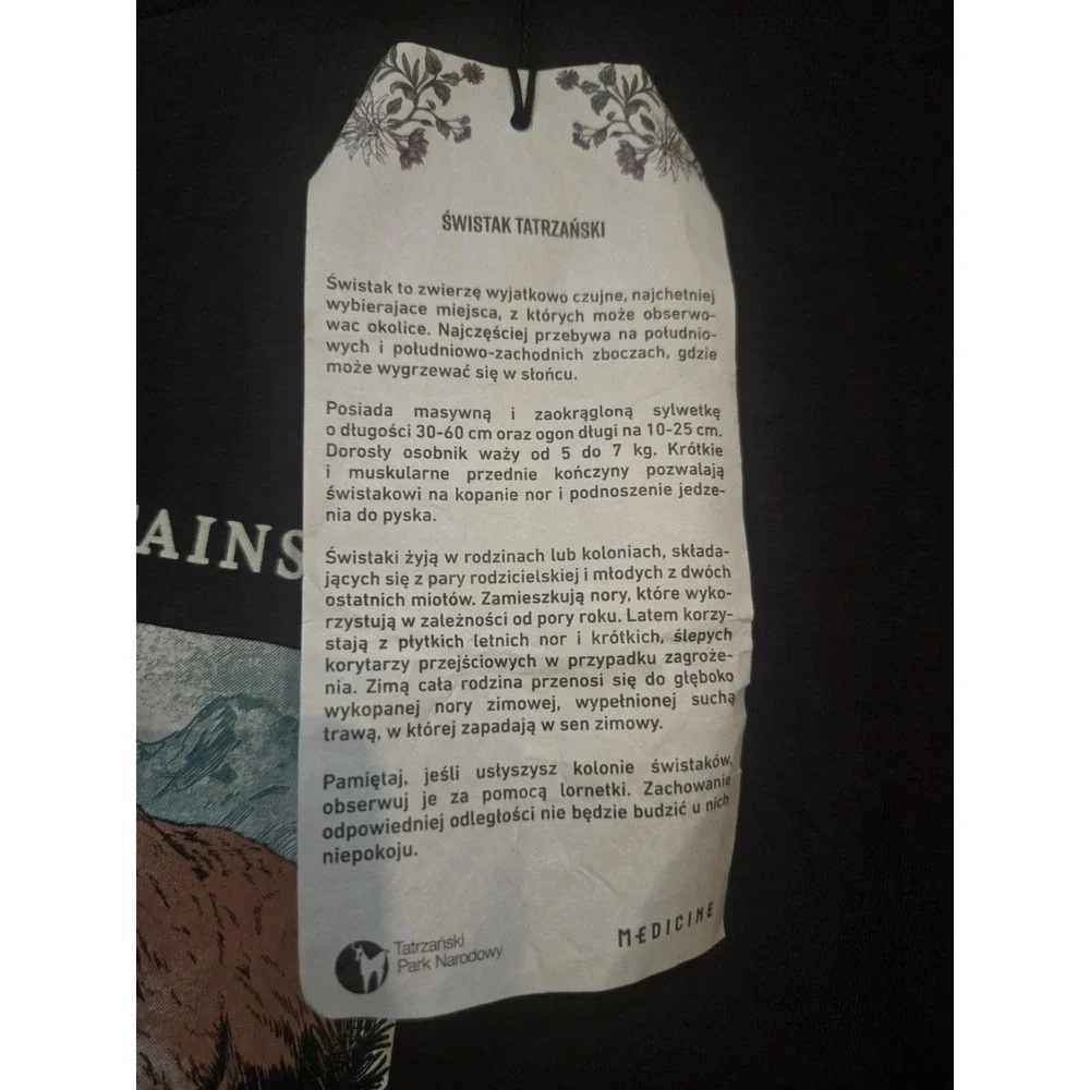 Medicine Tatra Mountains Poland Marmot Graphic T Shirt NWT Men's Large Black - Picture 2 of 9